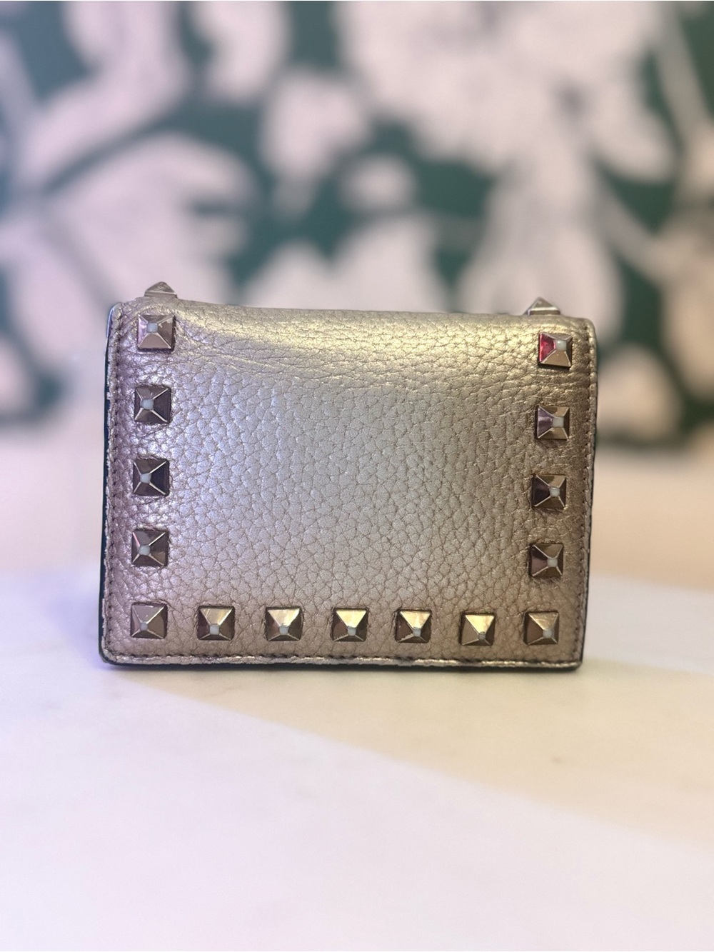 Valentino Garavani Metallic Silver Rockstud Wallet